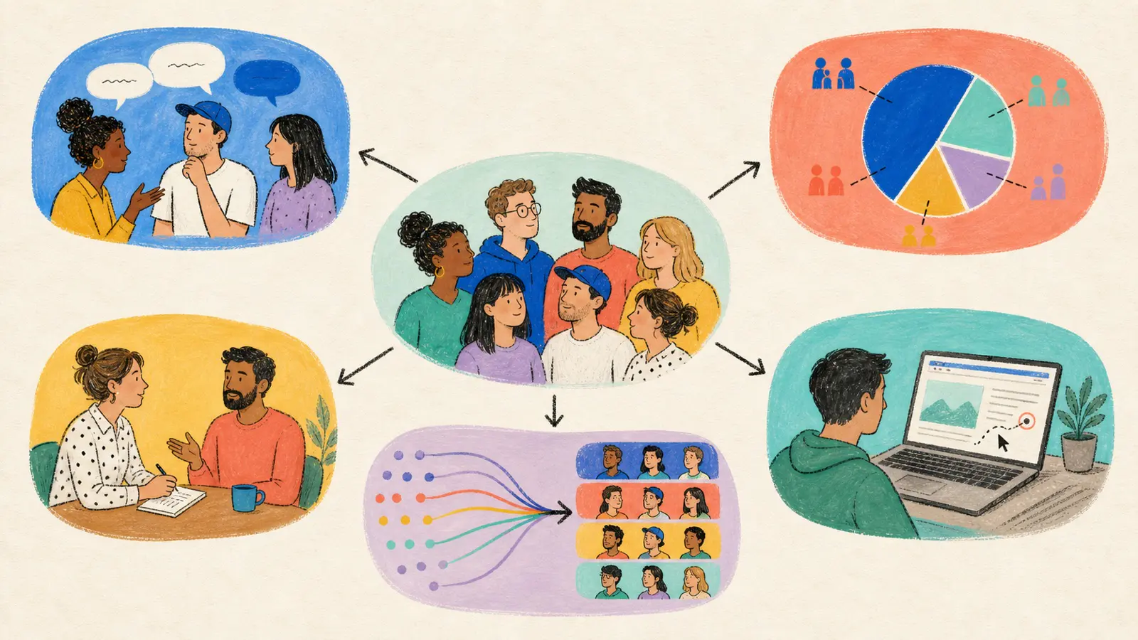 Audience intelligence methods compared across public signals, search, surveys, interviews, and first-party behavior